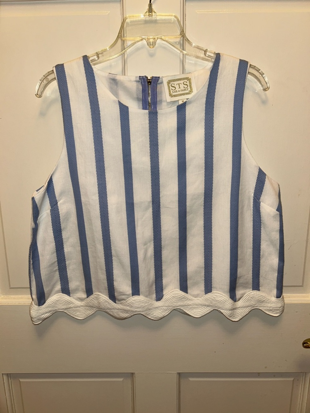 Sail to Sable cropped Striped Scallop-Hem Tank nwot size medium M 6 8 10